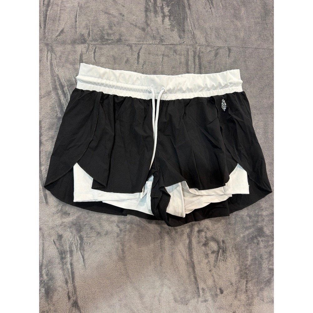 Free People Movement Shorts Womens Black White Layered Activewear Size M